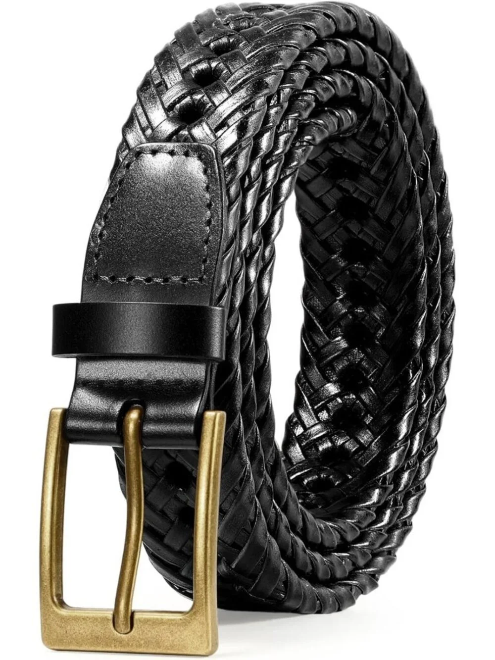 Braided Genuine Leather Belt for Men - 1.2